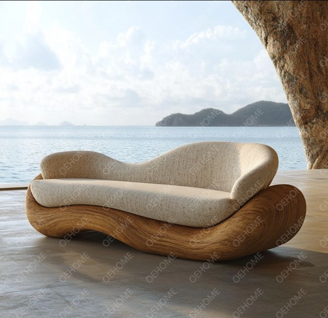 Gebogen Tuinmeubelen Woonkamer Houten Sofaset Met Modern Design En Aanpasbare Opties 4