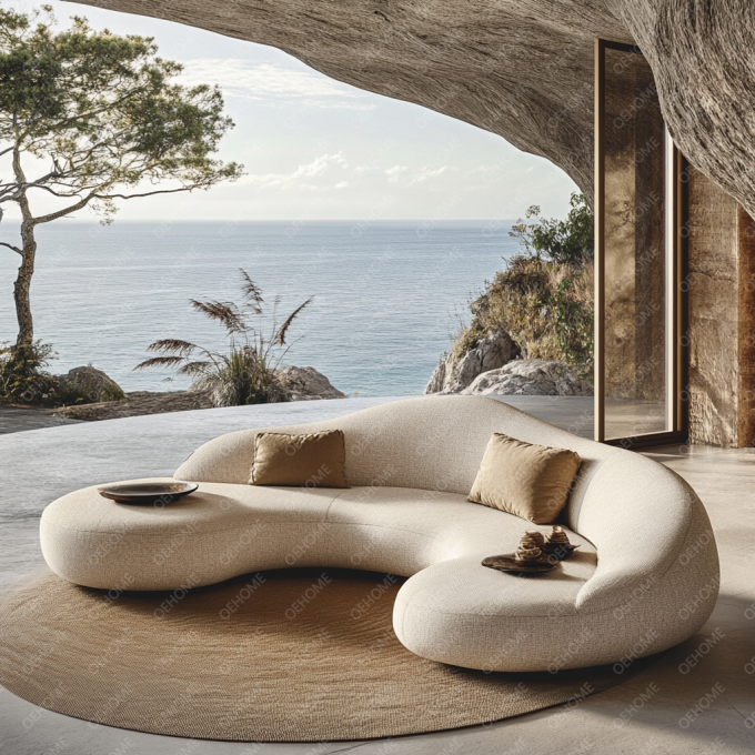 Gebogen Tuinmeubelen Woonkamer Houten Sofaset Met Modern Design En Aanpasbare Opties 5