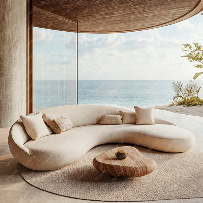 Gebogen Tuinmeubelen Woonkamer Houten Sofaset Met Modern Design En Aanpasbare Opties 7