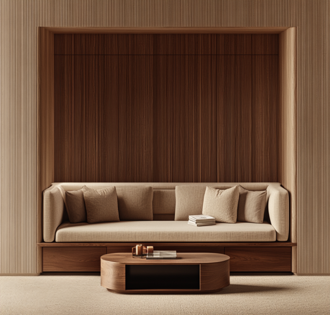 Woonkamer meubels Italiaanse moderne lederen combinatie bank met elegant Europees houten ontwerp en spons vullen 3