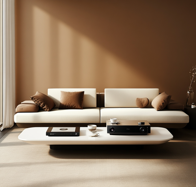 Woonkamer meubels Italiaanse moderne lederen combinatie bank met elegant Europees houten ontwerp en spons vullen 6