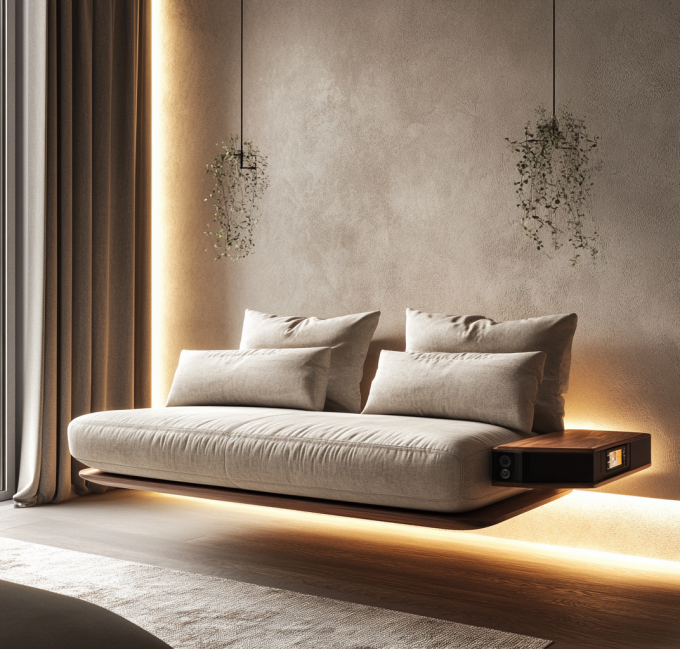 Woonkamer meubels Italiaanse moderne lederen combinatie bank met elegant Europees houten ontwerp en spons vullen 7