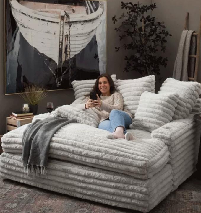 Modern Corduroy Stof Chaise Lounge Loveseat Sofa Set Door-to-Door Cinema Slaap voor hedendaagse woonkamer 4