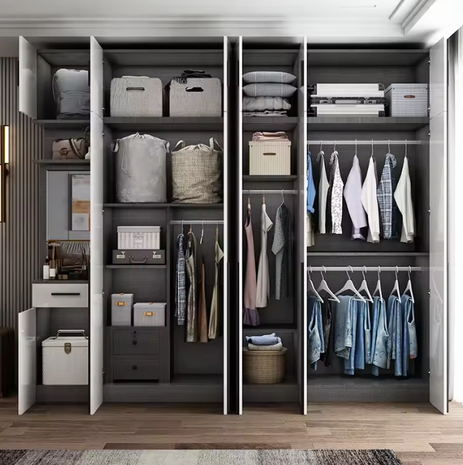 Aangepaste Moderne 2-Deurs MDF Houten Kledingkast Voor Slaapkamer Uitbreidbaar Functioneel 2
