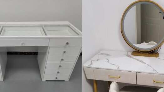 Y Verpakking Moderne kleedkamer Met licht spiegel slaapkamer ijdelheid kleedkamer Make-up Desktop Led spiegels Set lades kleedkamers 12