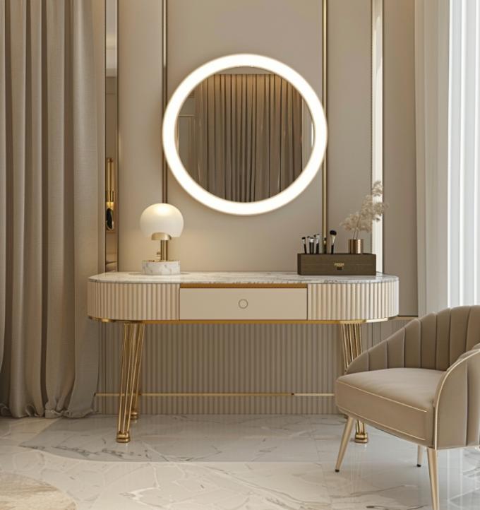 Moderne Luxe Slaapkamer Meubels Functionele Beddengoed Kamer Set Met Verguld Top En Marmeren Lederen Keramische Dressoirs 1