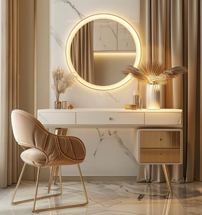 Moderne Luxe Slaapkamer Meubels Functionele Beddengoed Kamer Set Met Verguld Top En Marmeren Lederen Keramische Dressoirs 3