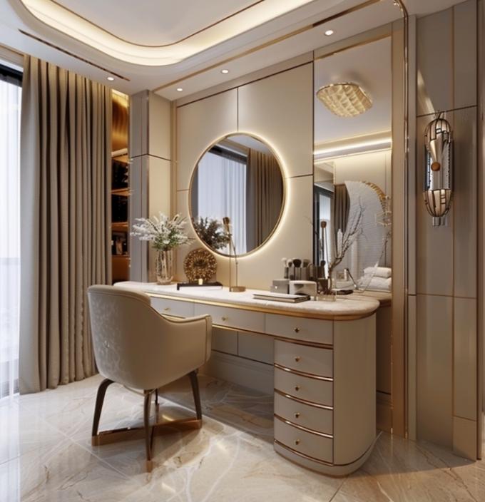 Functioneel Moderne Nordic Houten Multifunctionele Dames Vanity Tafel In Slaapkamer Met Led Light Make-up Spiegelopslag 1