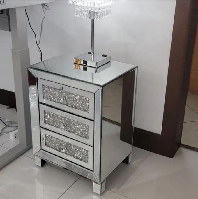 Houten spiegeldiamant massief houten frame opslag modern luxe king-size slaapkamer set voor thuis villa slaapkamer woonkamer 4