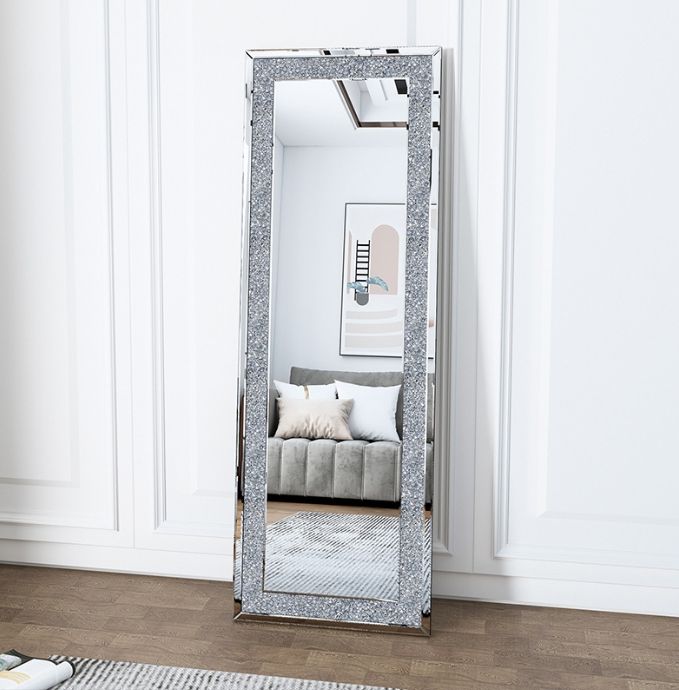 Houten spiegeldiamant massief houten frame opslag modern luxe king-size slaapkamer set voor thuis villa slaapkamer woonkamer 6