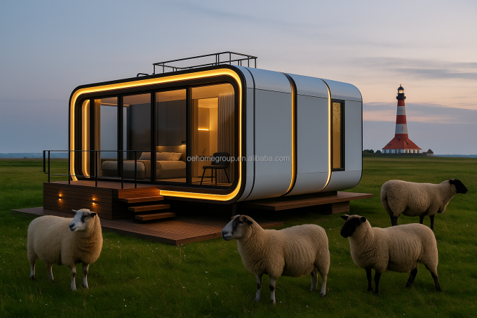 Modulaire 7 Luxe Prefab Steel Smart Tiny Space Capsule Home Prefab Capsule Kamer Hotel Capsule Huis Buiten 2