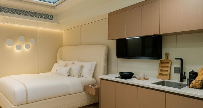Luxe slaapkamer woonkamer Modern Prefab Smart Tiny Space Capsule Mobiele Modulaire Container Capsule House Hotel 8