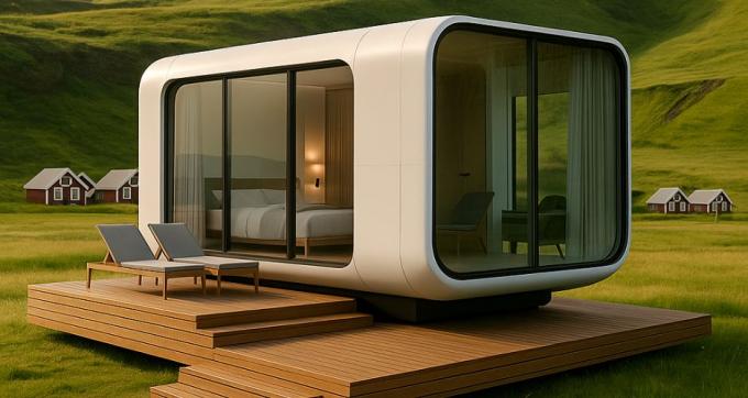 Luxe slaapkamer woonkamer Modern Prefab Smart Tiny Space Capsule Mobiele Modulaire Container Capsule House Hotel 11