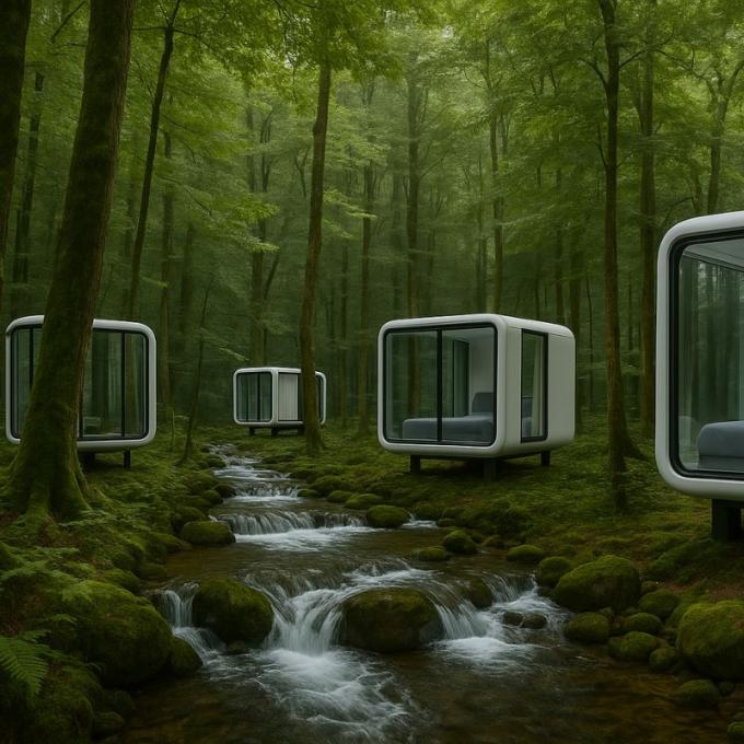 Luxe slaapkamer woonkamer Modern Prefab Smart Tiny Space Capsule Mobiele Modulaire Container Capsule House Hotel 15