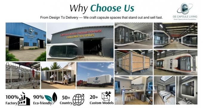 Luxe slaapkamer woonkamer Modern Prefab Smart Tiny Space Capsule Mobiele Modulaire Container Capsule House Hotel 20
