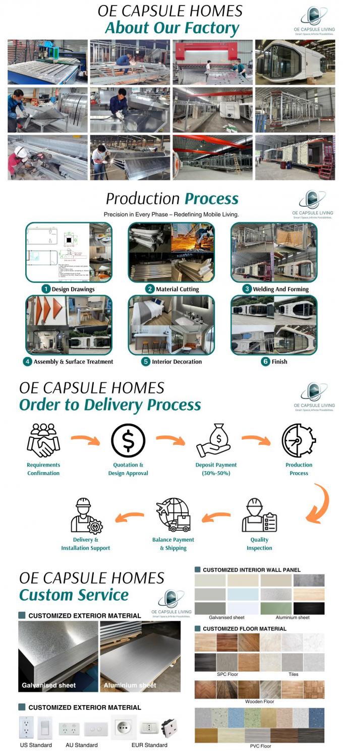 Luxe slaapkamer woonkamer Modern Prefab Smart Tiny Space Capsule Mobiele Modulaire Container Capsule House Hotel 21