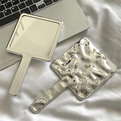10.5*19*1cm Custom Logo Handheld Mirror voor dagelijkse make-up in zilveren vierkantvorm