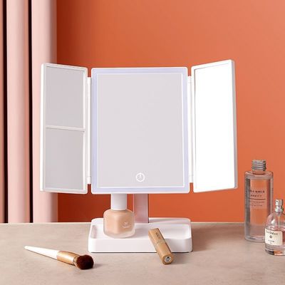 Drievoudige ijdelheid Verlicht Vergrootmachine Spiegel Cosmetische ABS Plastic