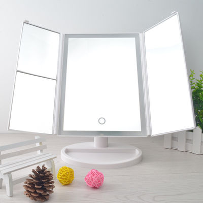 Aanraakscherm LED Drievoudig Vanity Mirror 10x Verlichtvouwbare Reisspiegel