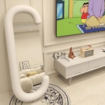 Witte decoratieve vollengte vloer led spiegel voor badkamer decoratie in woonkamer