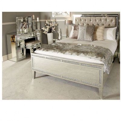 Moderne gouden afwerking fluweel gepoleerde king bed queen slaapkamer set meubels 2021