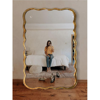 Wave Beveled Floor Mirror Houten Frame 600mm Voor moderne slaapkamer decoratie