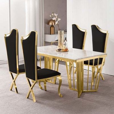 Op maat gemaakte Onyx Marmer Eettafel Marmer Steen Staal Ruimte Kantoorstoel