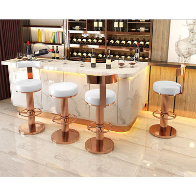 Bar Backless Counter Stools Wit Lederen Rozen Goud Voor Keuken Restaurant