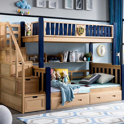 Wood Kids Tiener Bunk Bedden Twin Over Full Bedroom Sets OEM