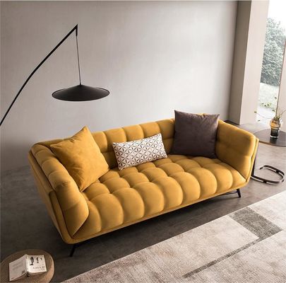 Tufted sectioneel loveseat slaapbank bed trek uit geel fluweel