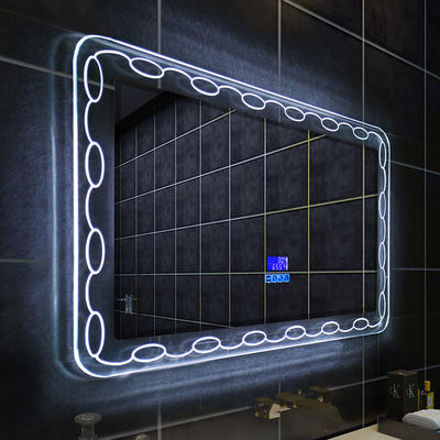 Rechthoek Vergroting Make-up Verlicht Spiegel Wand Mount Blauwe Verlichting