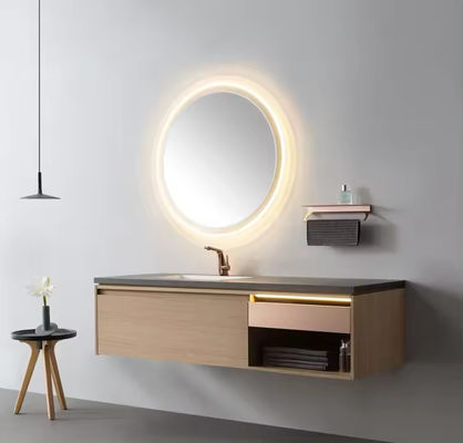 Rectangle Hout Badkamer Vanity Wasbak Eenheid 18 Inch Compact Design