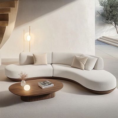 Moderne houten houten houten hoekbank met speciale hoekbenen en keizerlijke concubine-technologie.