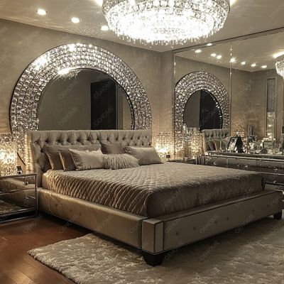 Huismeubilair Set Verstelbaar Zilveren Ruimte Slaapkamer Spiegel Bed King Size Led Meubels Spiegel Voor Appartement Slaapkamer
