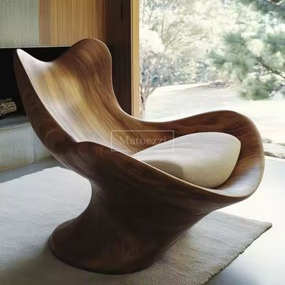 Moderne unieke vorm Leisure Chair Recliner Operatiemechanisme Handle Solid Wood Armchair Voor Home Hotel