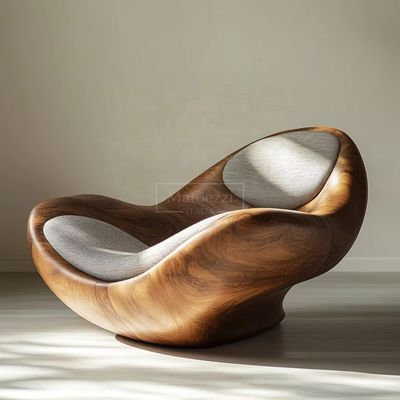 Bekledingsmateriaal Modern Minimalistisch Relaxfauteuil Uniek Vormgegeven Massief Hout Vrijetijdsstoel Voor Thuis Hotel Kantoor Bar