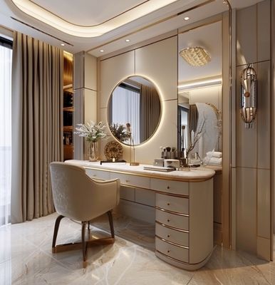 Functioneel Moderne Nordic Houten Multifunctionele Dames Vanity Tafel In Slaapkamer Met Led Light Make-up Spiegelopslag