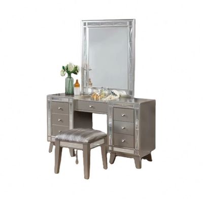 Moderne spiegelkamersmake-up vanity tafelkast met kruk