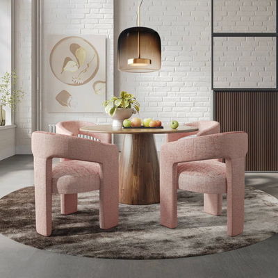 Moderne 6 personen ronde eetkamer met houten stoelen