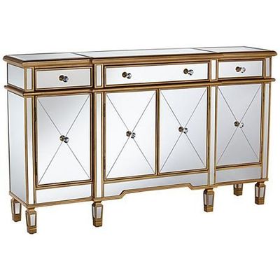 Woonkast Moderne 4 laden 4 deuren Buffet kast Tafel met spiegel afwerking