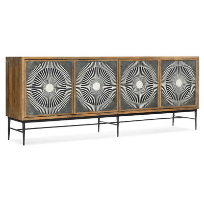 Contemporary Low Wooden Sideboard TV Cabinet Bruin 4 deuren