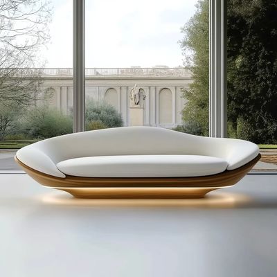 Modern Design Walnoothouten Basis 2 Leunend Luxe Gebogen Modulaire Sofa Voor Hotel Slaapkamer Meubilair En Interieurontwerp