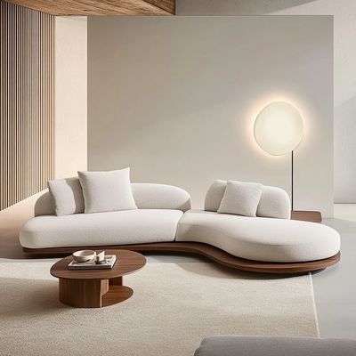 Japans Design Huis Walnootkleurige Sofaset met Houten Poten en No-Wash Tech Stof