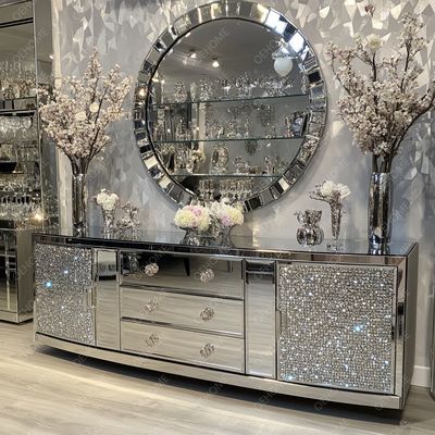 Moderne spiegel zilveren kristalglas meubels voor slaapkamer hotel appartement-woonkamer