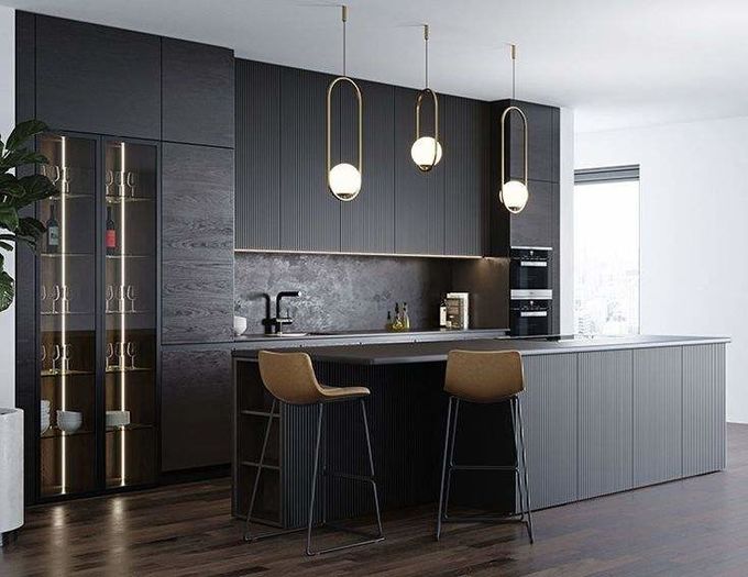 Hoogste modulaire melamine keukenkasten Almirah meubels 0