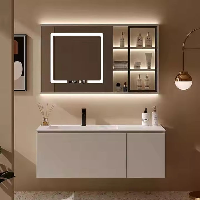 Moderne rechthoekige gootsteen vanity eenheid kast Combo voor badkamer toilet 0