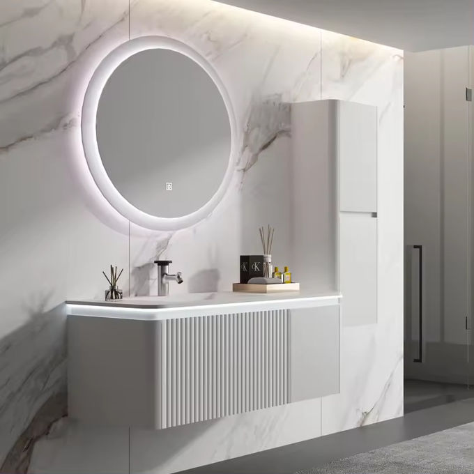 Rectangle Hout Badkamer Vanity Wasbak Eenheid 18 Inch Compact Design 1