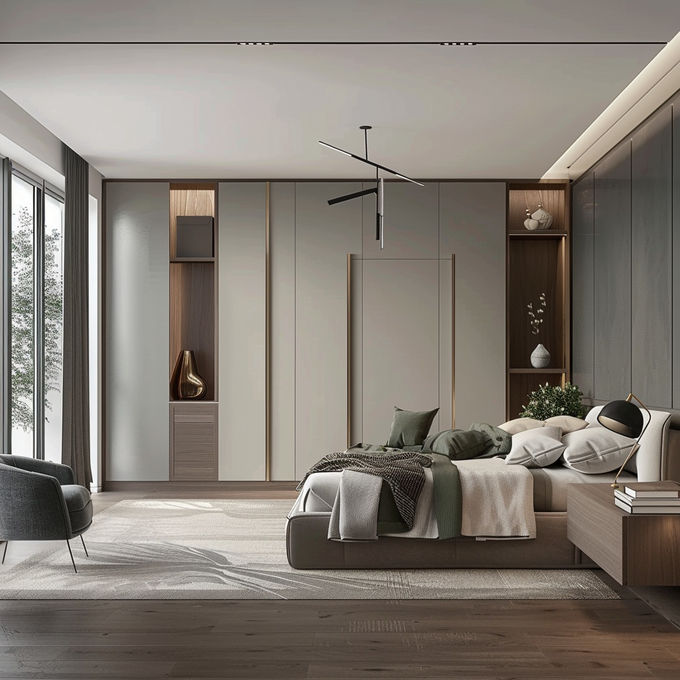 Massieve hout verstelbare kast / kast kast Kustoms kleur Moderne ontwerp stijl 1